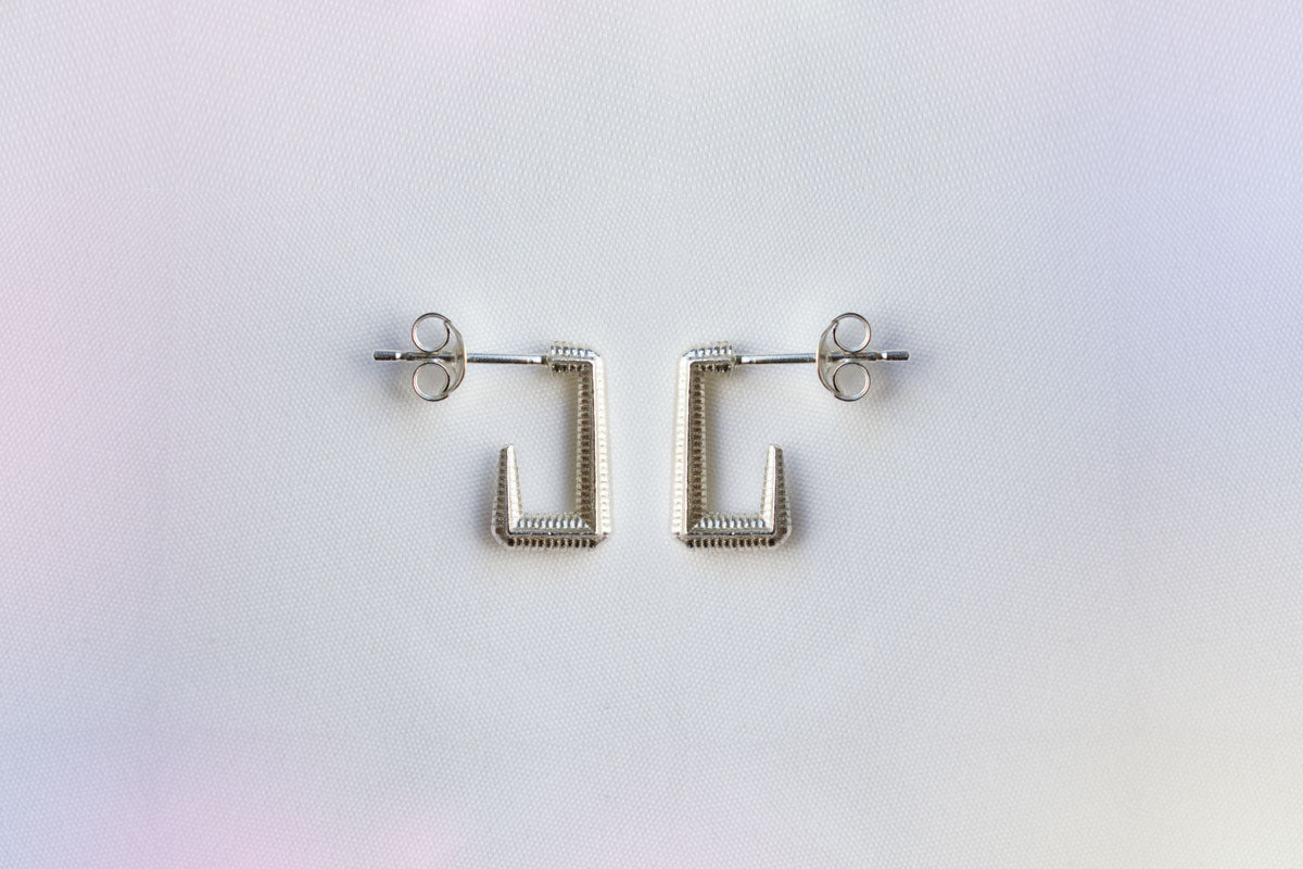 Small Angled Hoops silver