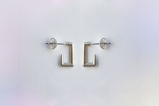 Small Angled Hoops silver