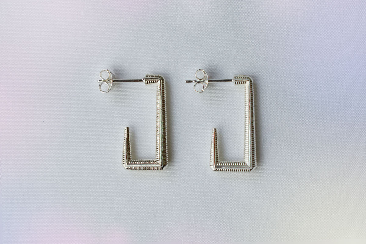 Medium Angled Hoops silver